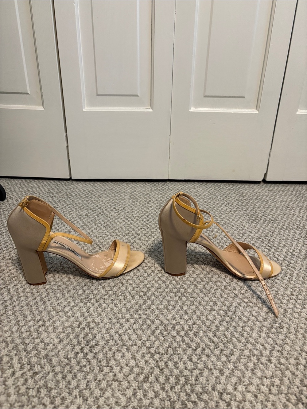 Manolo Blahnik Gold-Tone Ankle-Strap Sandals - Picture 4 of 6